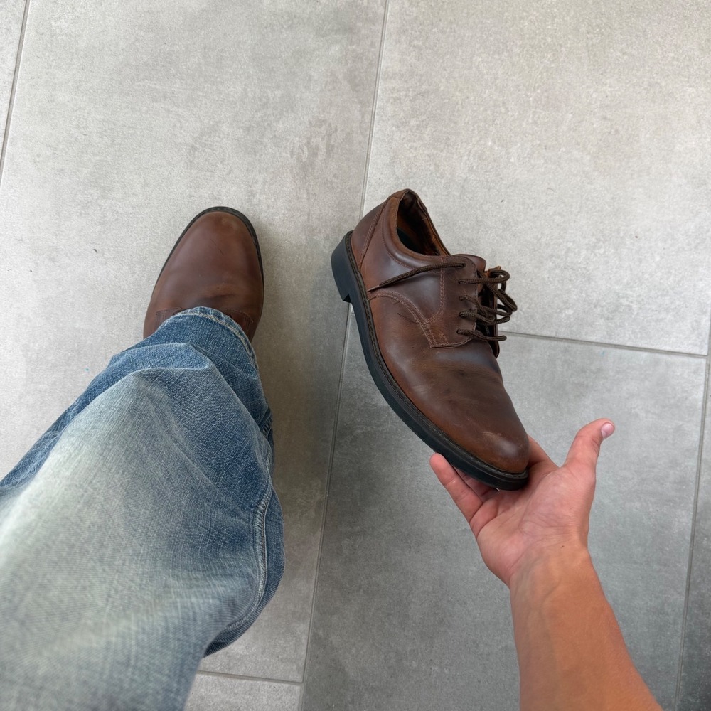 Vintage 90s Trackers Lace Up Brown Leather Low Boot Oxfords Mens 10.5 Chunky